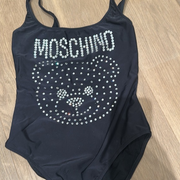 Moschino Black Swimsuit with Studded Bear Motif - Picture 4 of 7